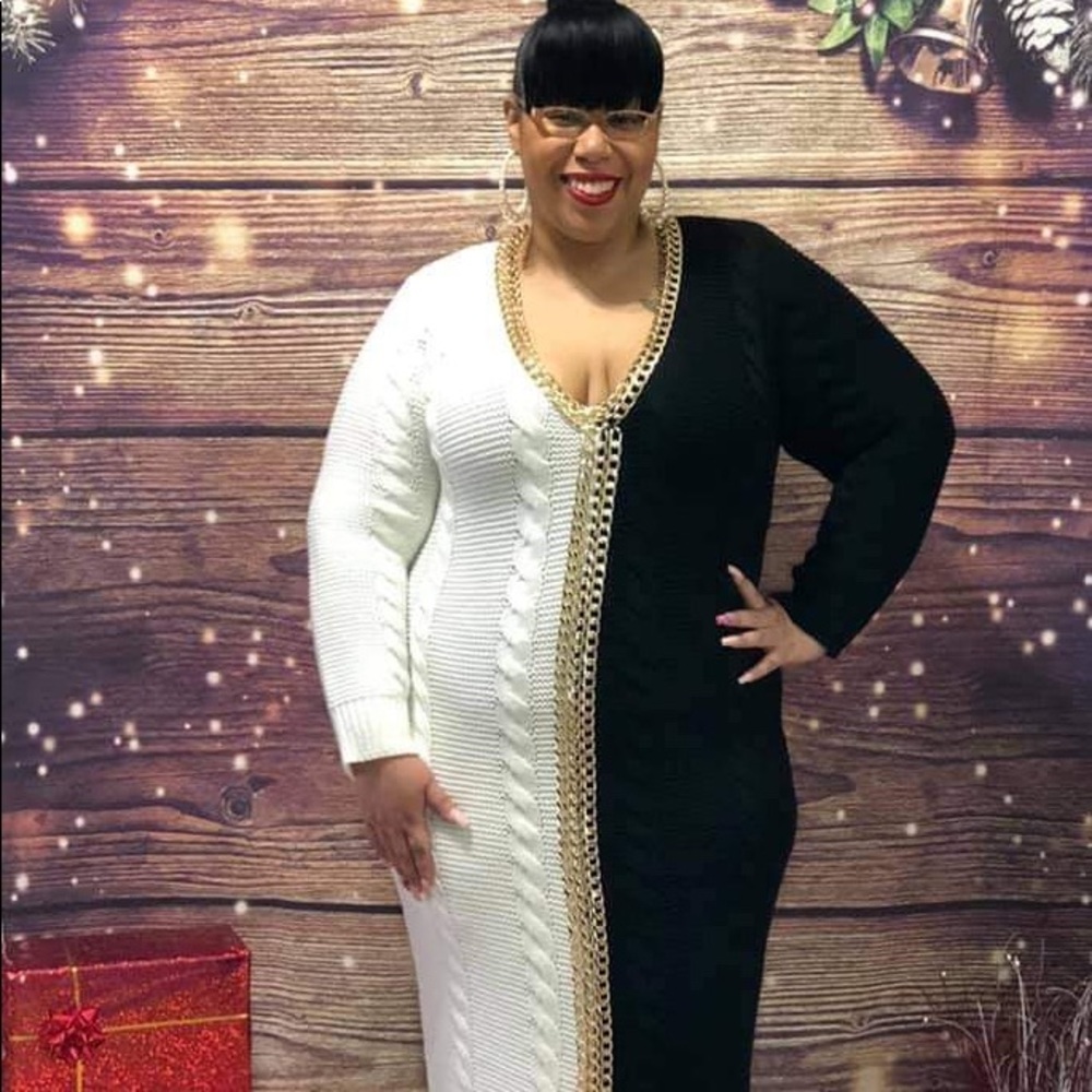 Chain Trim Sweater Dress